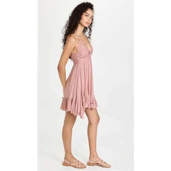 Free People Adella Slip Dress Rose Pink - Picture 3 of 5